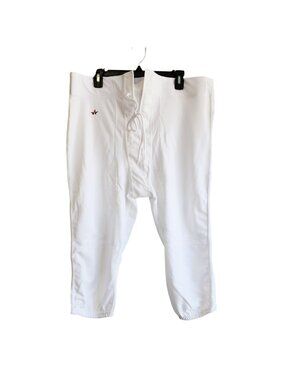 Alleson Athletic Mens White Baseball Pants 2XL Elastic Cuffs Drawstring Waist